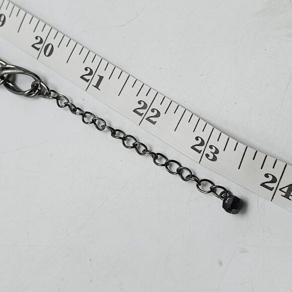 M. Haskell Black Silver Beaded Statement Necklace Rhinestone Accents Chunky Bib - Picture 7 of 7